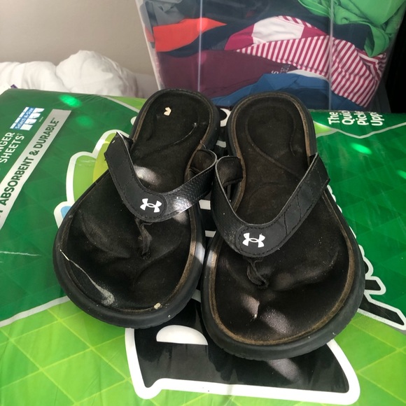 Under Armour Women’s Marbella Black/Silver/White Thong Sandals - Size 11 - Picture 9 of 12